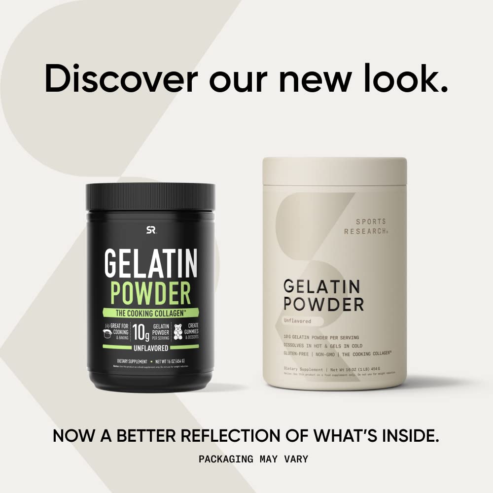Sports Research Gelatin Collagen Cooking Powder - Sourced from Pasture Raised Cows | Great for Cooking and Baking - Certified Keto Friendly and Non-GMO - Maple Wellness Supplements