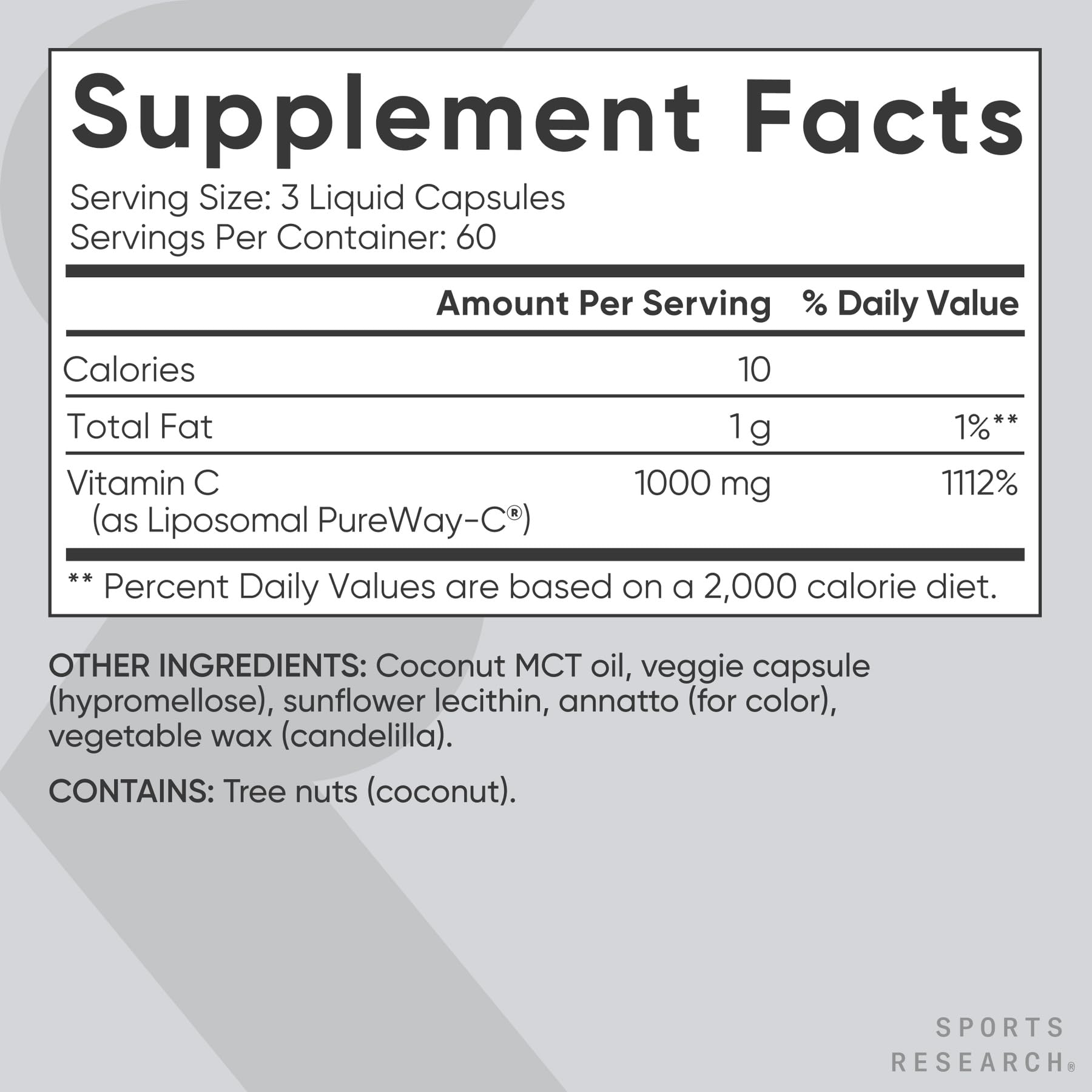Sports Research® High Potency Liposomal Vitamin C Supplement 1000 mg – Certified Vegan, Non-GMO, Gluten Free | Antioxidant & Immune Support | Ascorbic Acid Vitamin C | 180 Liquid Veggie Capsules - Maple Wellness Supplements