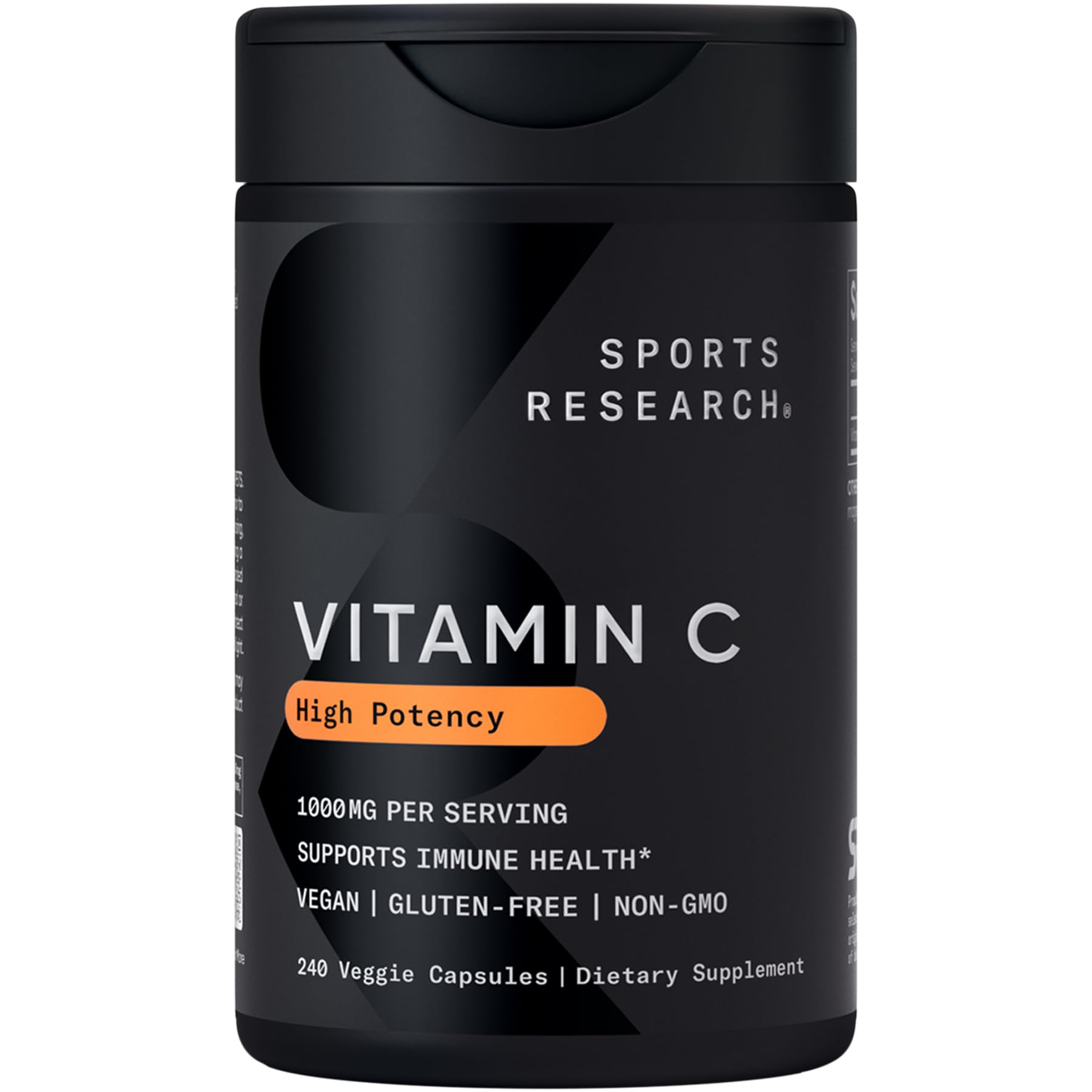Sports Research High Potency Vitamin C Supplement - Vegan Veggie Capsules for Antioxidant Activity & Immune Support - Non-GMO Verified & Gluten Free - Ascorbic Acid Vitamin C 1000mg, 240 Count - Maple Wellness Supplements