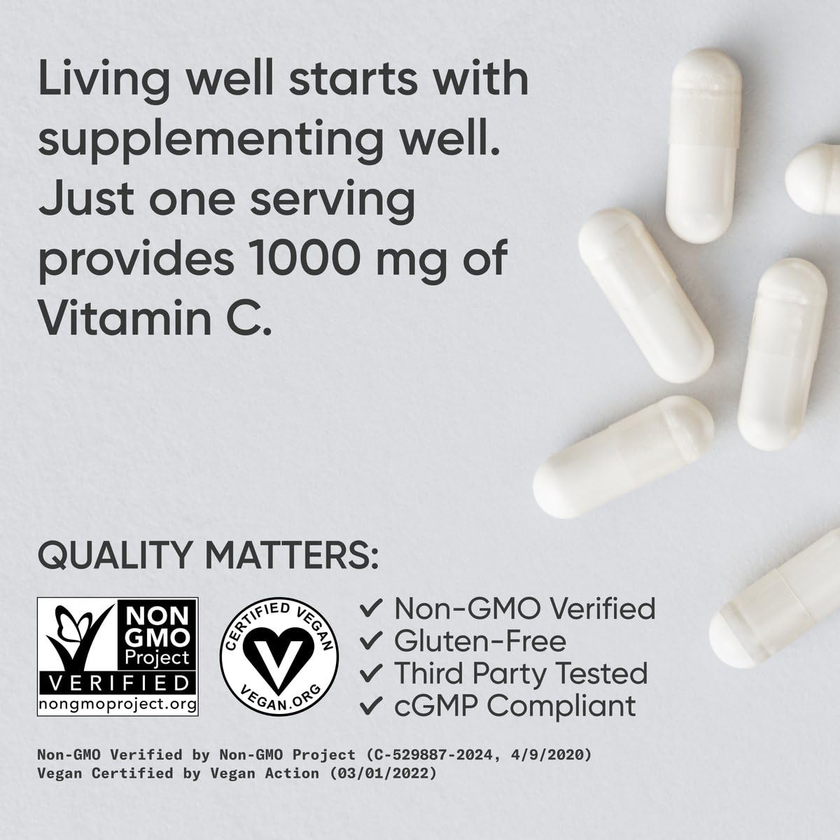 Sports Research High Potency Vitamin C Supplement - Vegan Veggie Capsules for Antioxidant Activity & Immune Support - Non-GMO Verified & Gluten Free - Ascorbic Acid Vitamin C 1000mg, 240 Count - Maple Wellness Supplements