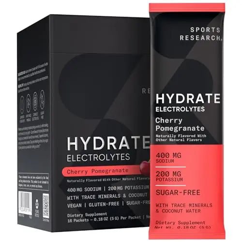 Sports Research Hydrate Electrolytes Powder Packets - Sugar-Free & Naturally Flavored - TrustMedUSA
