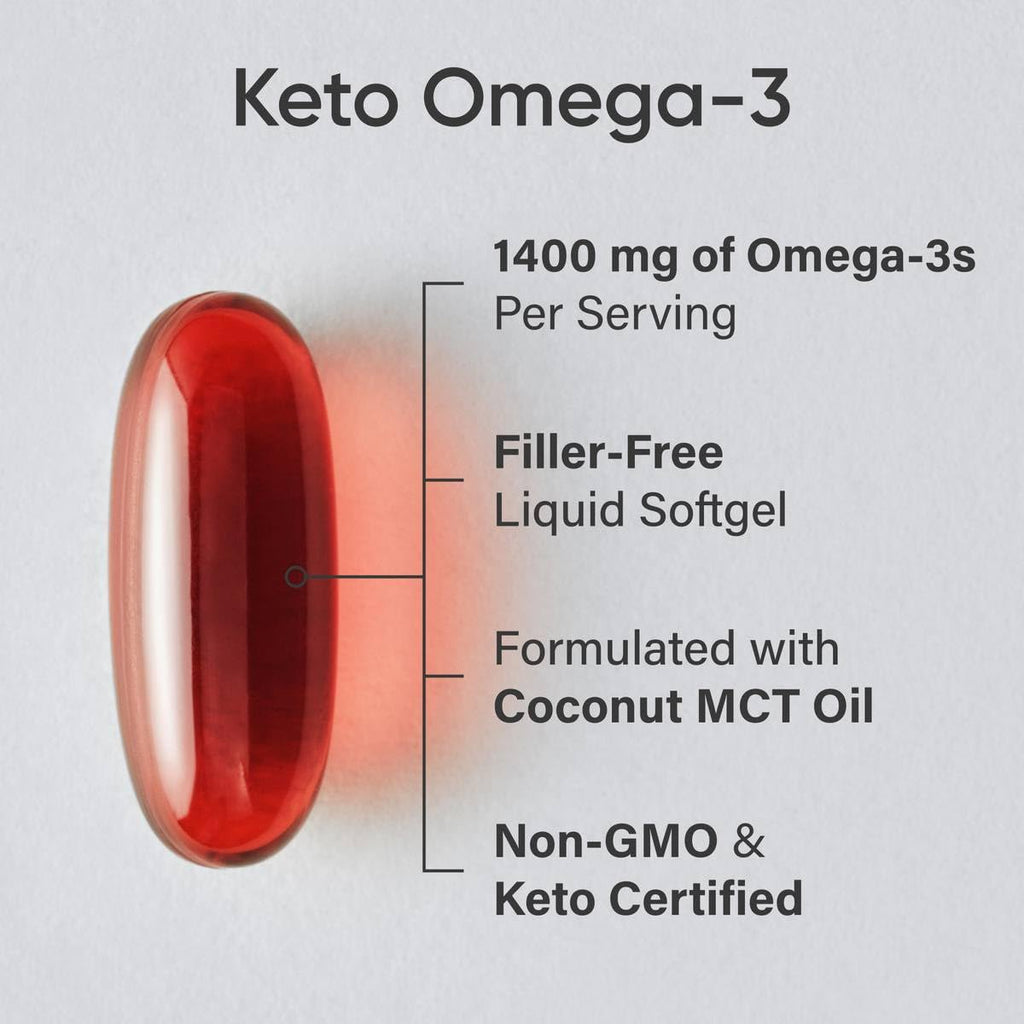 Sports Research Keto Omega Fish Oil with Wild Sockeye Salmon, Antarctic Krill Oil, Astaxanthin & Coconut MCT Oil - 1200mg of EPA & DHA per Serving | Keto Certified & Non-GMO Verified (120 Softgels) - Maple Wellness Supplements