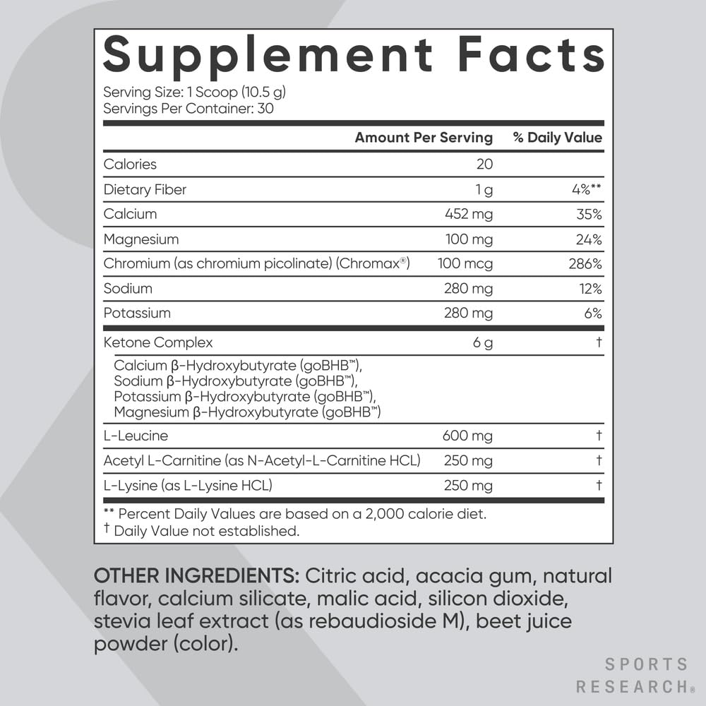 Sports Research® Keto Plus Exogenous Ketones with goBHB® - Premium Keto Powder Supporting Ketosis, Energy & Cognitive Function - Keto Certified · Vegan Friendly · 30 Servings (Raspberry Lemonade) - Maple Wellness Supplements