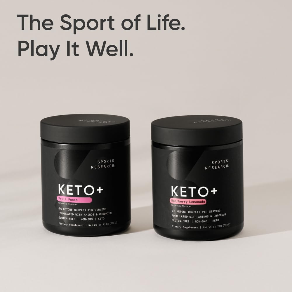Sports Research® Keto Plus Exogenous Ketones with goBHB® - Premium Keto Powder Supporting Ketosis, Energy & Cognitive Function - Keto Certified · Vegan Friendly · 30 Servings (Raspberry Lemonade) - Maple Wellness Supplements