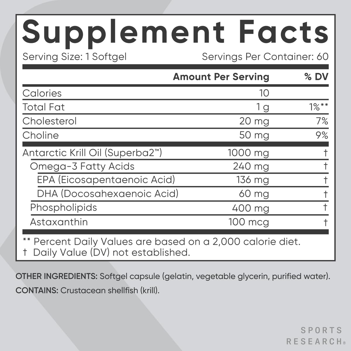 Sports Research Krill Oil Supplement with EPA & DHA Omega 3, Phospholipids & Astaxanthin from Antarctic Krill - Highest Concentration of Krill Oil for Men & Women - 1000mg, 60 Softgel Capsules - Maple Wellness Supplements