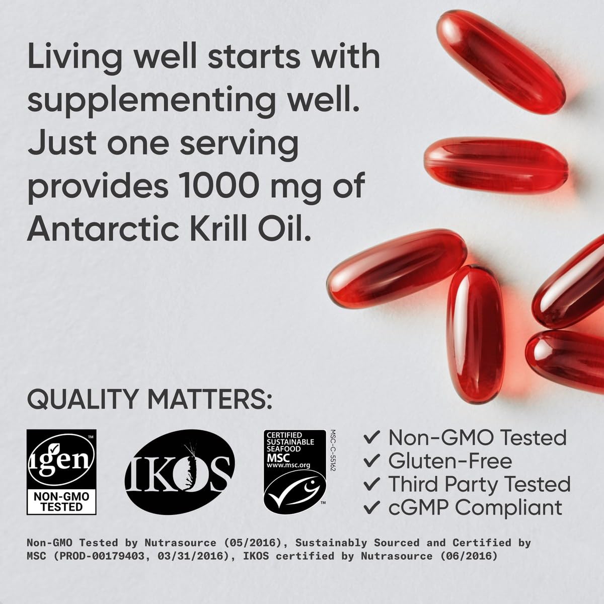 Sports Research Krill Oil Supplement with EPA & DHA Omega 3, Phospholipids & Astaxanthin from Antarctic Krill - Highest Concentration of Krill Oil for Men & Women - 1000mg, 60 Softgel Capsules - Maple Wellness Supplements