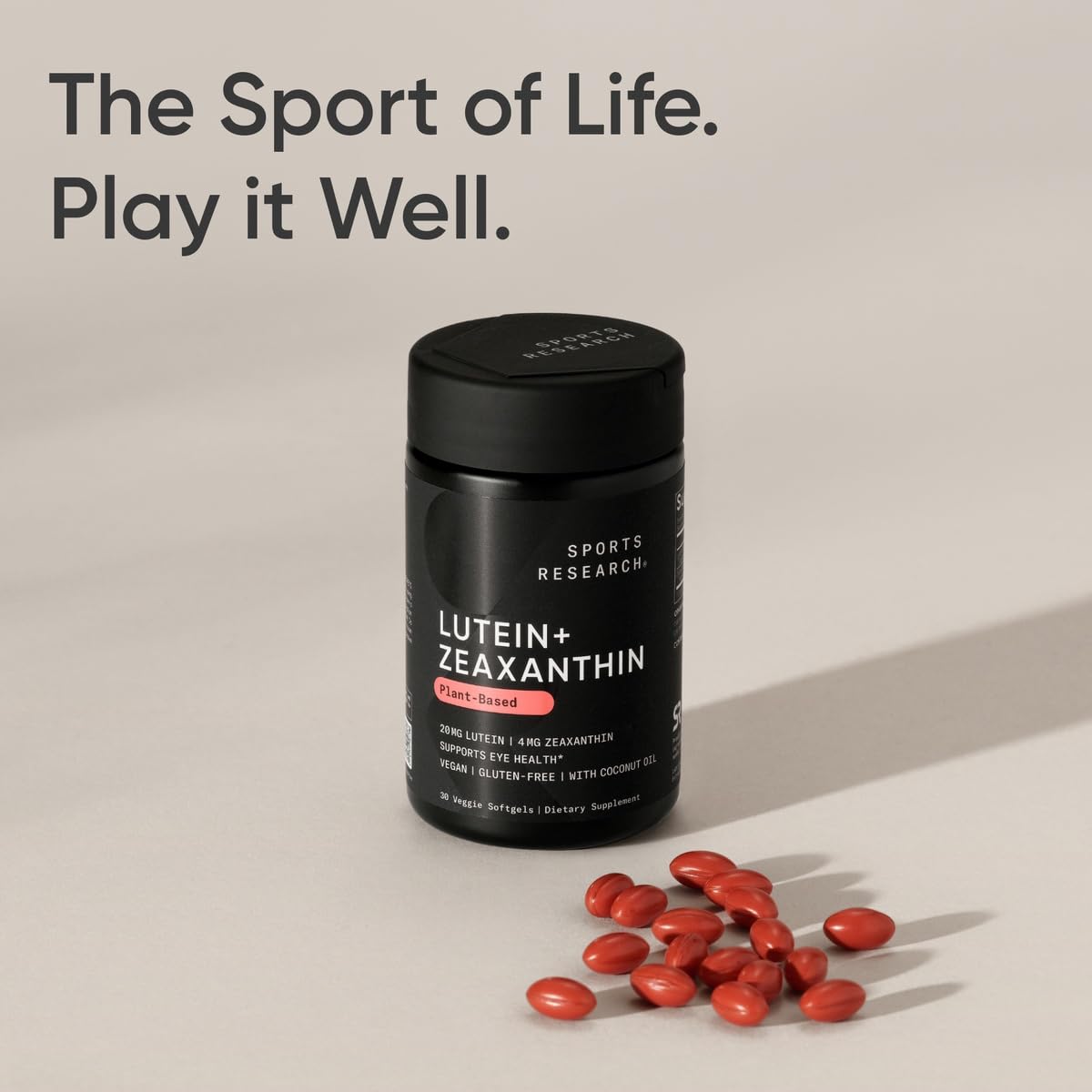 Sports Research® Lutein and Zeaxanthin Capsules - Eye Health Support Supplement Made with Lute-Gen® and Organic Coconut Oil - Vegan Friendly & Non-GMO Verified - 30 Veggie Softgels - Maple Wellness Supplements