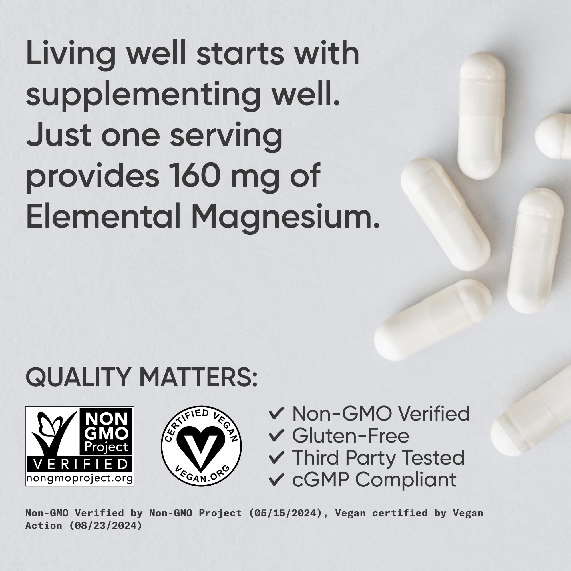 Sports Research® Magnesium Glycinate - Supports Restful Sleep & Enzymatic Processes - 160 mg Chelated Magnesium - Vegan Capsule - 90 Count - TrustMedUSA