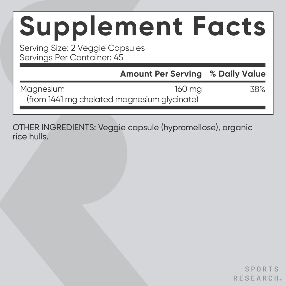 Sports Research® Magnesium Glycinate - Supports Restful Sleep & Enzymatic Processes - 160 mg Chelated Magnesium - Vegan Capsule - 90 Count - Maple Wellness Supplements