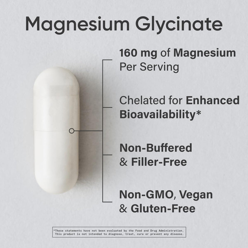 Sports Research® Magnesium Glycinate - Supports Restful Sleep & Enzymatic Processes - 160 mg Chelated Magnesium - Vegan Capsule - 90 Count - TrustMedUSA
