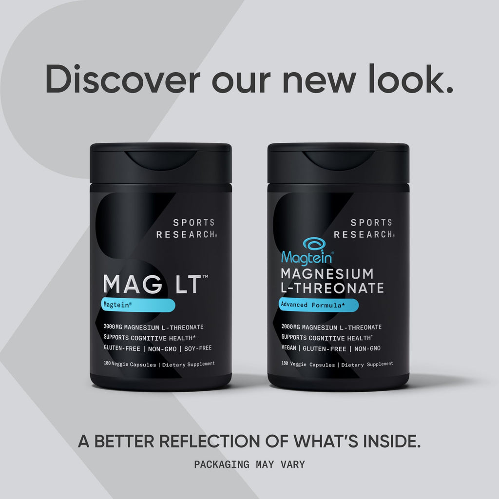 Sports Research® Magnesium L-Threonate Capsules 2000mg - High-Absorption Magtein® for Enhanced Brain Health, Memory, Focus & Restful Sleep Support - Vegan · Non-GMO · Gluten Free - 90 Count - Maple Wellness Supplements