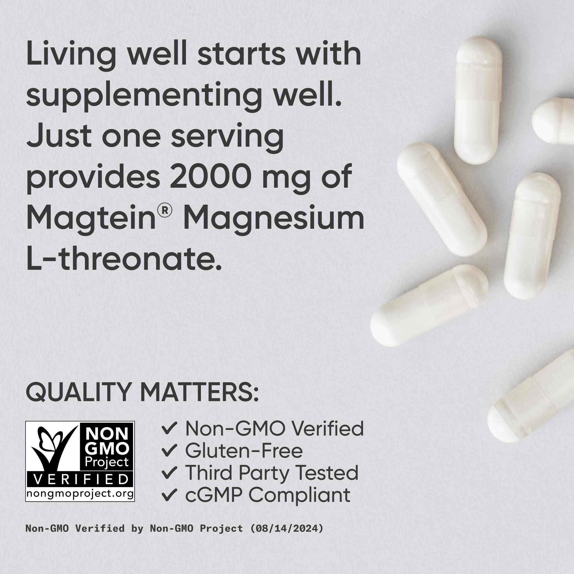 Sports Research® Magnesium L-Threonate Capsules 2000mg - High-Absorption Magtein® for Enhanced Brain Health, Memory, Focus & Restful Sleep Support - Vegan · Non-GMO · Gluten Free - 90 Count - Maple Wellness Supplements
