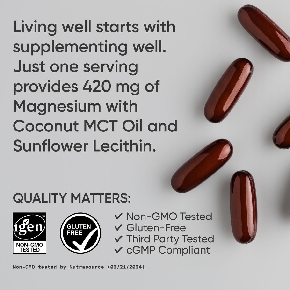 Sports Research® Magnesium Oxide 420mg with Coconut MCT Oil - Magnesium Supplement for Muscle, Nerve, and Bone Support* - Gluten-Free, Non-GMO - 90 Softgels - Maple Wellness Supplements