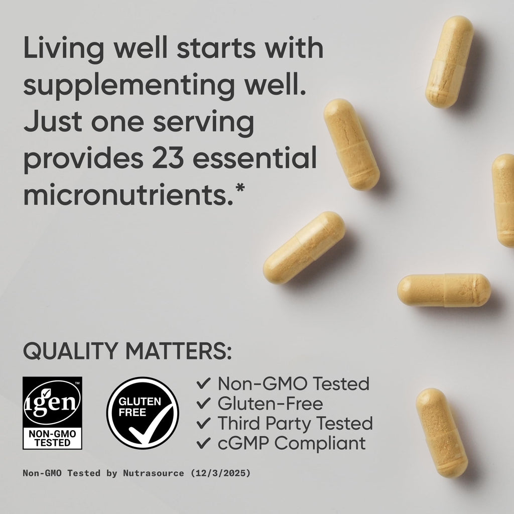 Sports Research® Multivitamin – Advanced Formula - 23 Essential Vitamins & Minerals with CoQ10 & Iodine - Daily Nutrient Support*- Non-GMO Tested & Gluten-Free -60 Veggie Capsules - TrustMedUSA