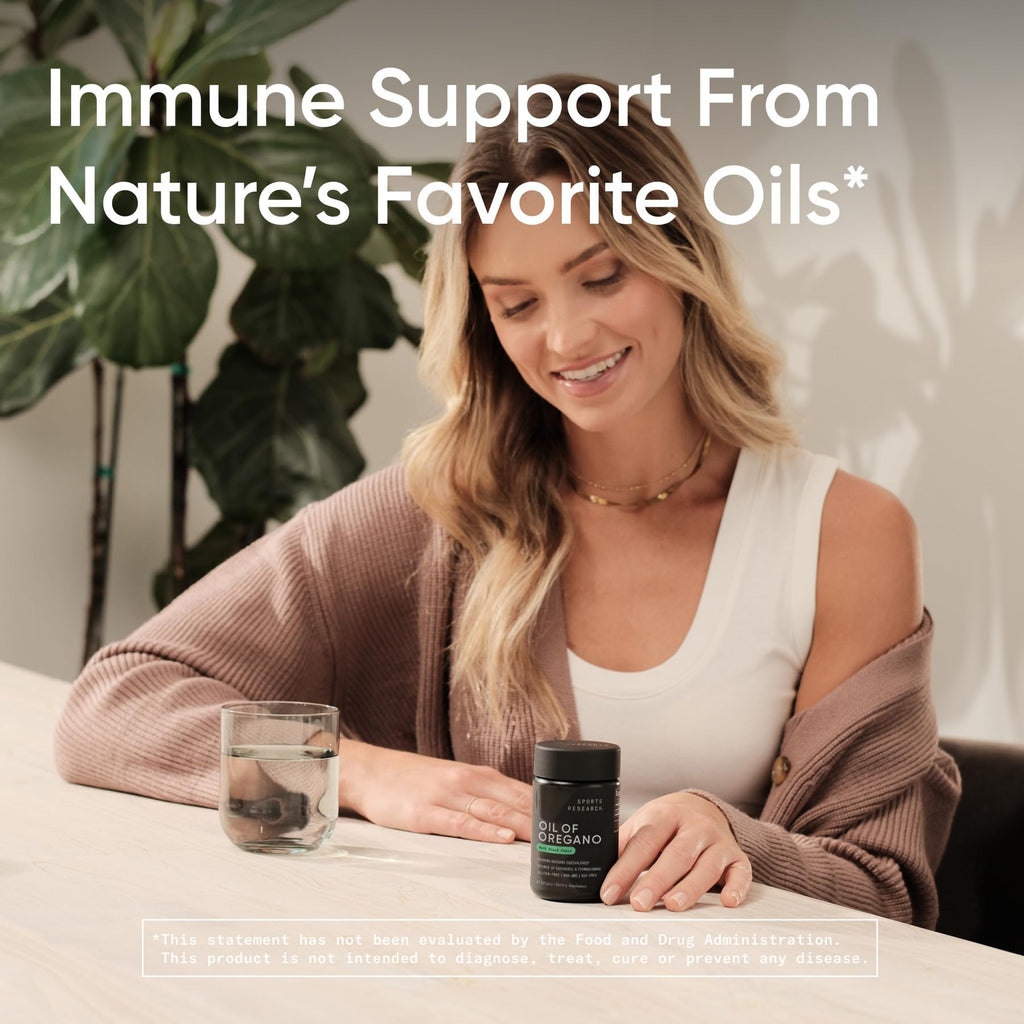 Sports Research® Oil of Oregano 9500mg w/Black Seed Oil & Coconut MCT Oil - Antioxidant Combination Supplement Rich in Thymoquinone & Carvacrol - Gluten Free · Non-GMO - 60 Softgels - Maple Wellness Supplements