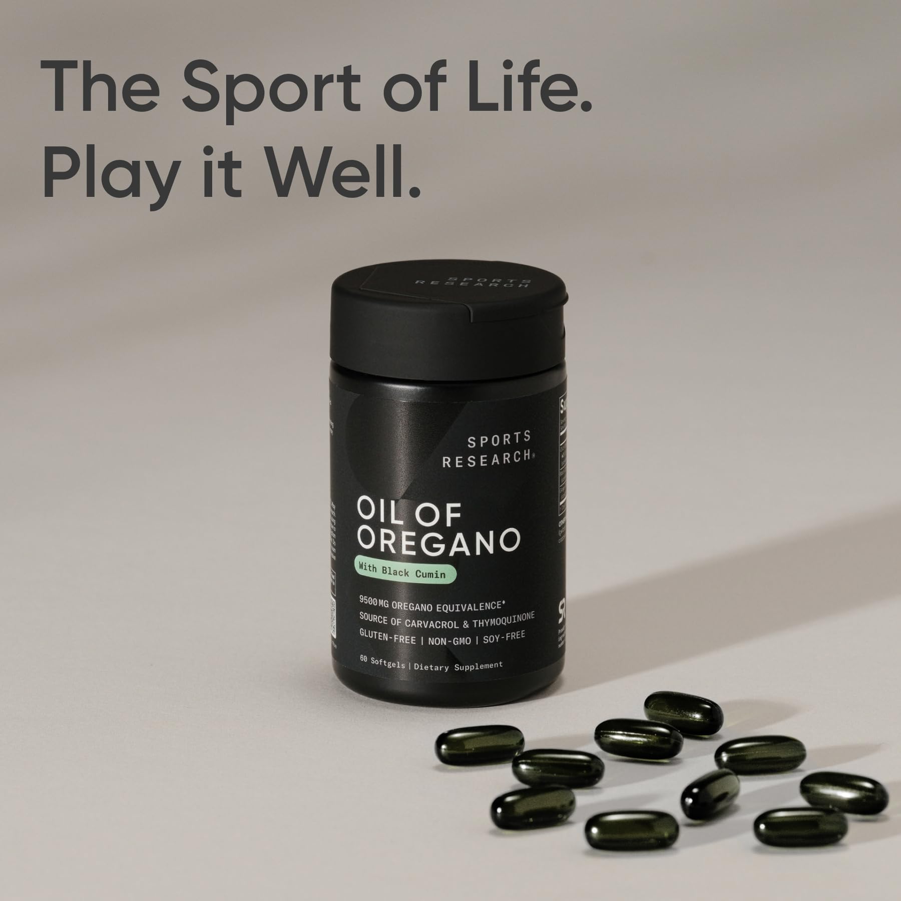 Sports Research® Oil of Oregano 9500mg w/Black Seed Oil & Coconut MCT Oil - Antioxidant Combination Supplement Rich in Thymoquinone & Carvacrol - Gluten Free · Non-GMO - 60 Softgels - Maple Wellness Supplements