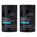 Sports Research® Omega-3 Fish Oil Bundle - Total Omega-3 2200mg (Krill, Salmon & Pollock) + Triple Strength Fish Oil 1250mg - High EPA & DHA Supplement - Maple Wellness Supplements