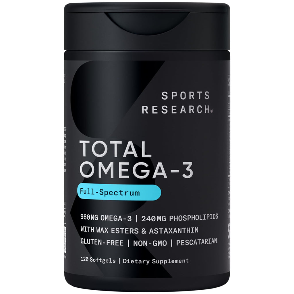Sports Research® Omega-3 Fish Oil Bundle - Total Omega-3 2200mg (Krill, Salmon & Pollock) + Triple Strength Fish Oil 1250mg - High EPA & DHA Supplement - Maple Wellness Supplements