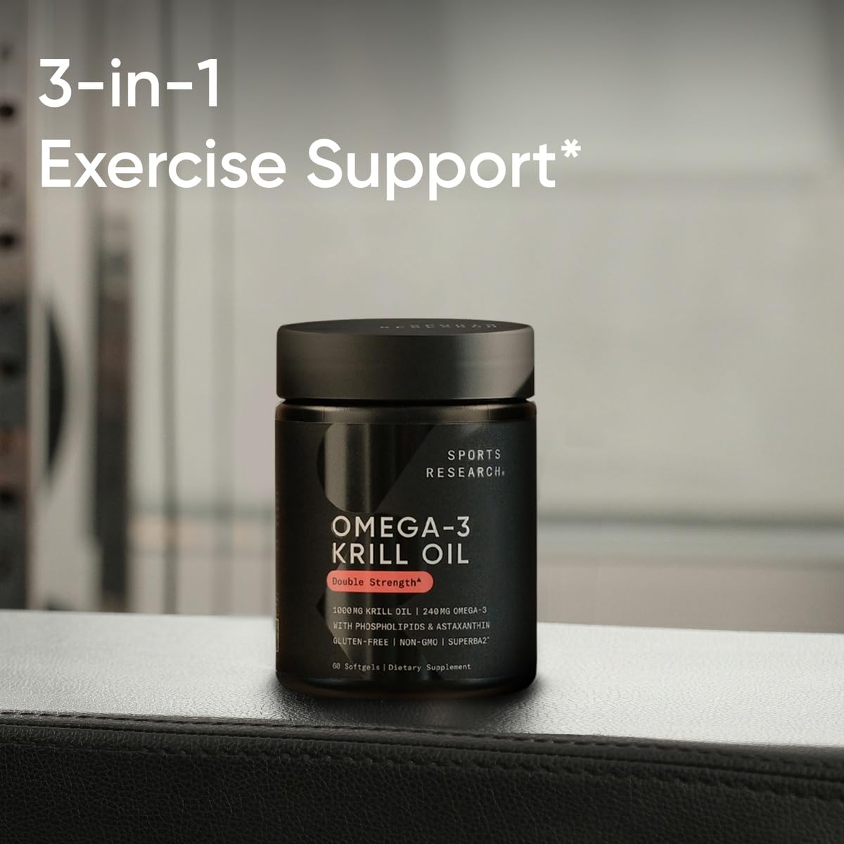 Sports Research® Omega-3 Krill Oil 1000mg - Pure Antarctic Superba Krill with Phospholipids, Choline & Astaxanthin - MSC Certified Sustainable · Non-GMO · Gluten Free - 60 Softgels - TrustMedUSA