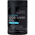Sports Research® Omega-3 Wild Alaskan Cod Liver Oil 1000mg with Vitamins A (1000 IU) & D3 (400 IU) - Burpless, Bovine Free, Non-GMO, & MSC Certified Sustainable - 120 Softgels - Maple Wellness Supplements