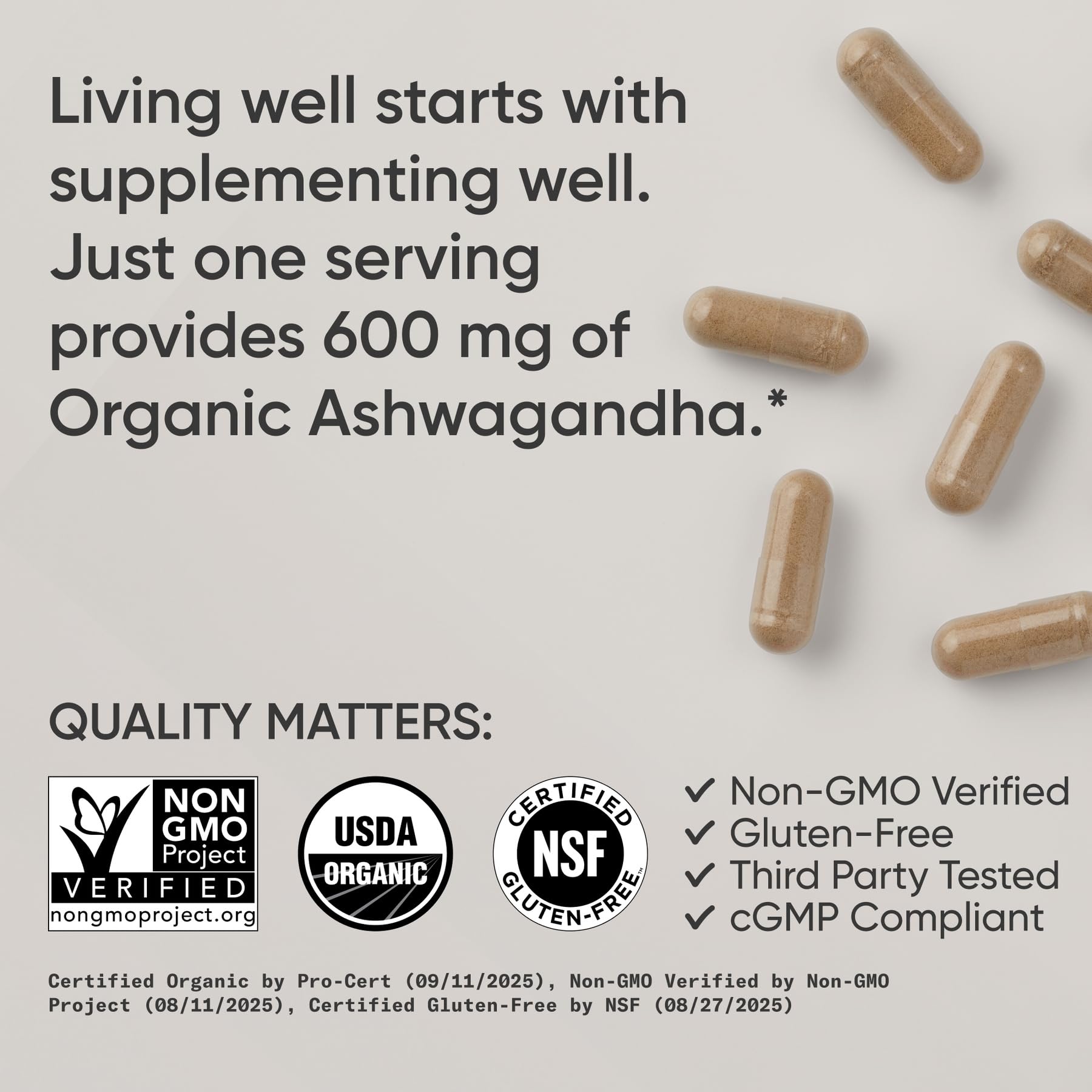 Sports Research® Organic Ashwagandha – Adaptogen for Relaxation, Calm & Sleep Support – Made with Organic KSM-66® – 600 mg – Non-GMO Verified, Gluten-Free, Certified Vegan – 90 Veggie Capsules - Maple Wellness Supplements