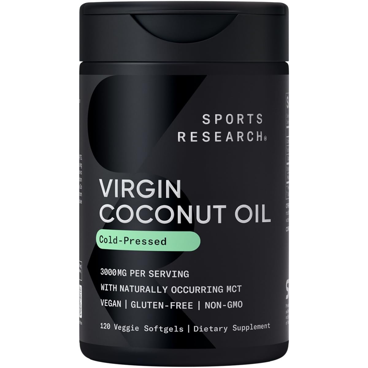 Sports Research® Organic Coconut Oil Capsules 3000MG - Cold Pressed Extra Virgin Coconut Oil with Medium Chain Triglycerides (MCTs) - Vegan Friendly & Non-GMO Verified - 120 Softgels - Maple Wellness Supplements