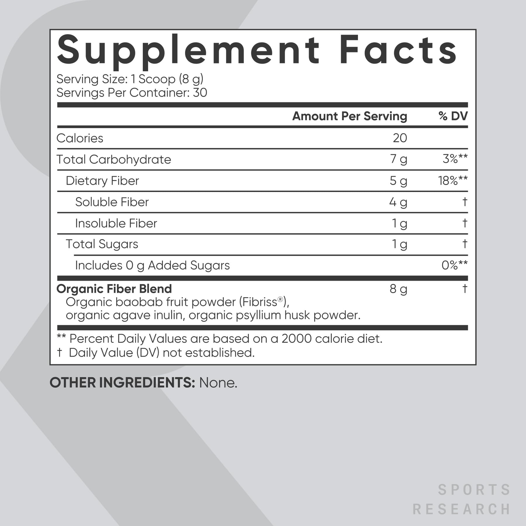 Sports Research® Organic Fiber Unflavored – Organic Fiber Powder - Daily Psyllium Husk and Prebiotic Agave Inulin, Helps Maintain Regularity* with Soluble & Insoluble Fiber - Easy to Mix, 30 Servings - Maple Wellness Supplements