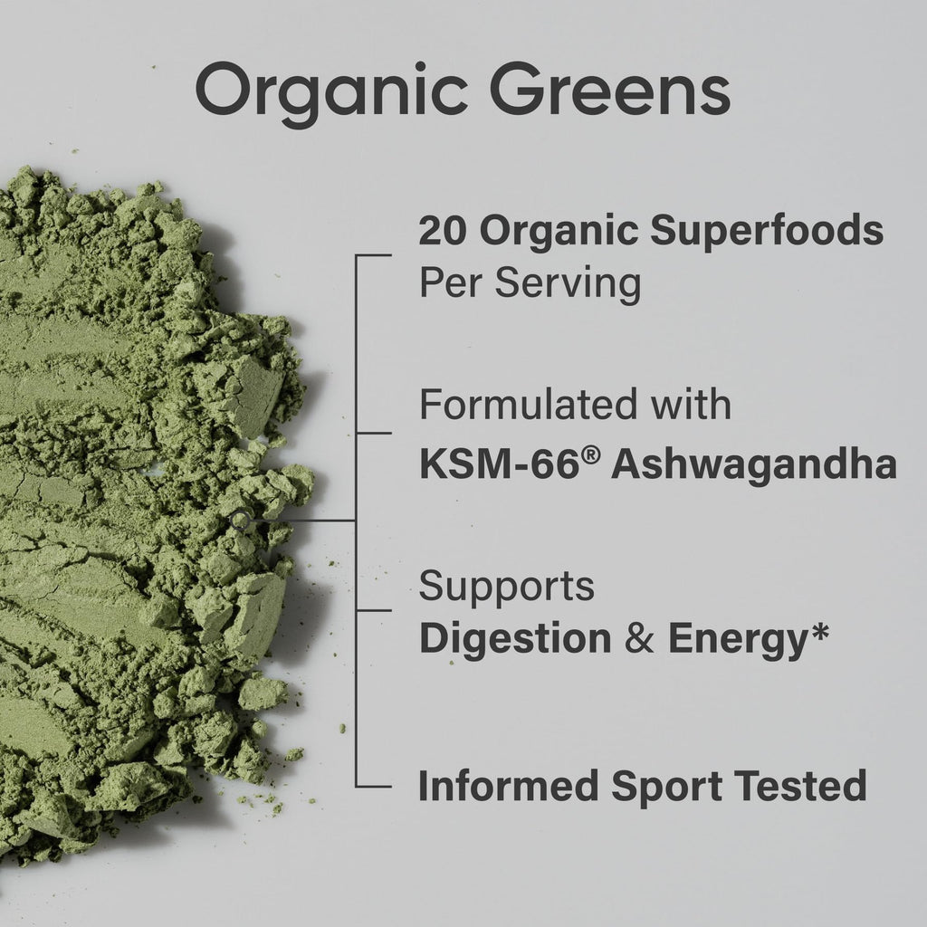 Sports Research® Organic Greens Superfood Powder w/Spirulina & Chlorella, Adaptogens, Enzymes, Probiotics & 8 VIT Bs for Gut & Mood Support* - Vegan, Sugar-Free & Low-Cal Original 30 Servings - Maple Wellness Supplements
