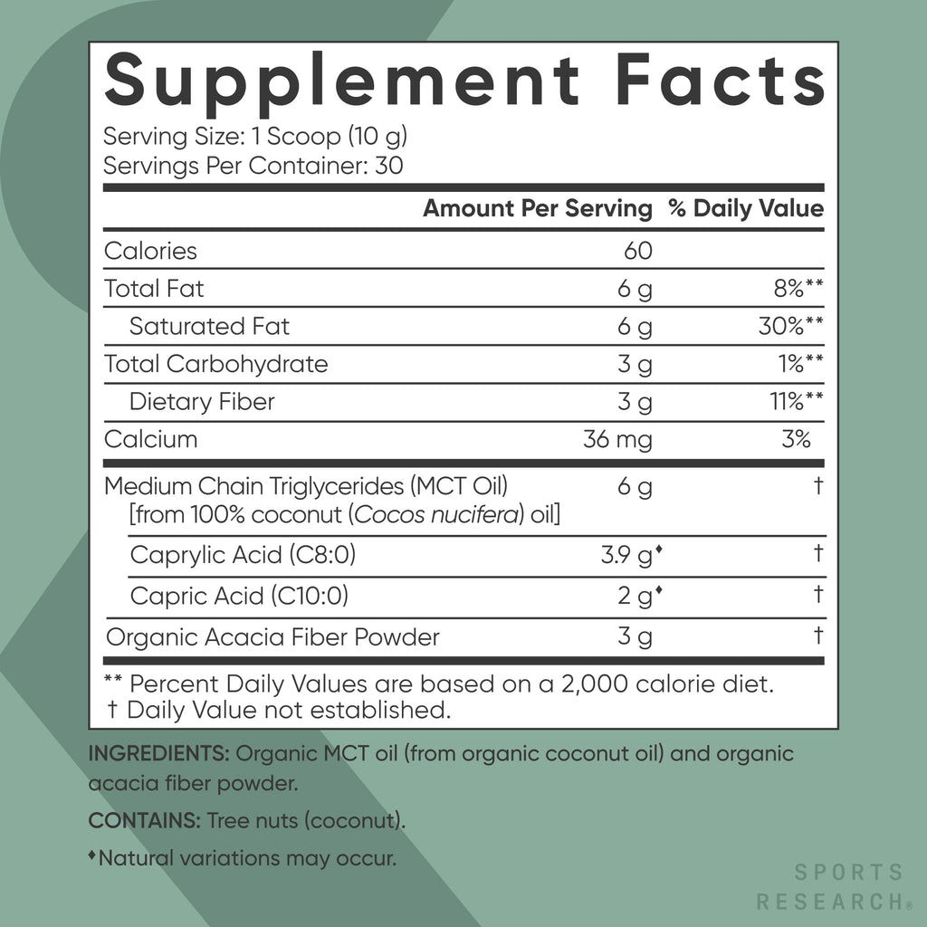 Sports Research Organic MCT Oil Powder - Keto & Vegan MCTs C8, C10 from Coconuts - Fatty Acid Brain & Body Fuel*, Non-GMO & Gluten Free - Unflavored, Perfect in Coffee, Tea & Protein Shakes - 10.6 oz - Maple Wellness Supplements