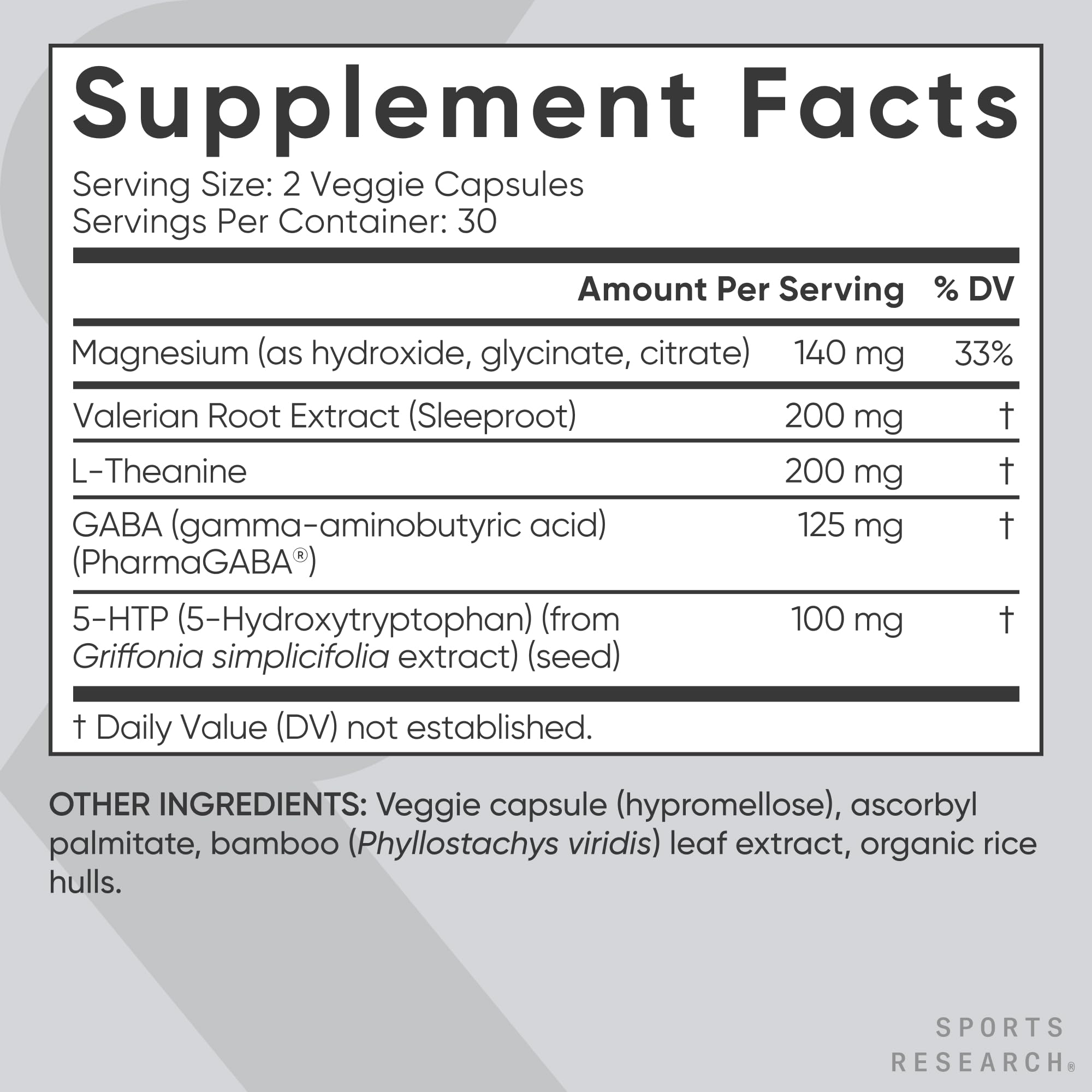 Sports Research® Sleep Complex- Melatonin-Free Vegan Capsules - with Valerian Root, GABA, L-Theanine, Magnesium & 5-HTP - 30 Servings - Maple Wellness Supplements