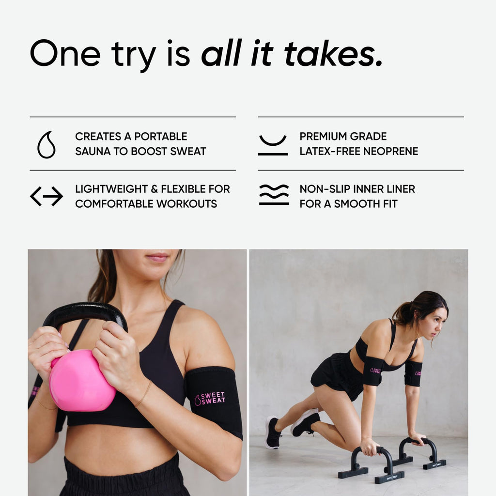 Sports Research Sweet Sweat® Arm Trimmers - Premium Sweat-Enhancing Arm Wraps for Women & Men - 3 Adjustable Sizes - Maple Wellness Supplements