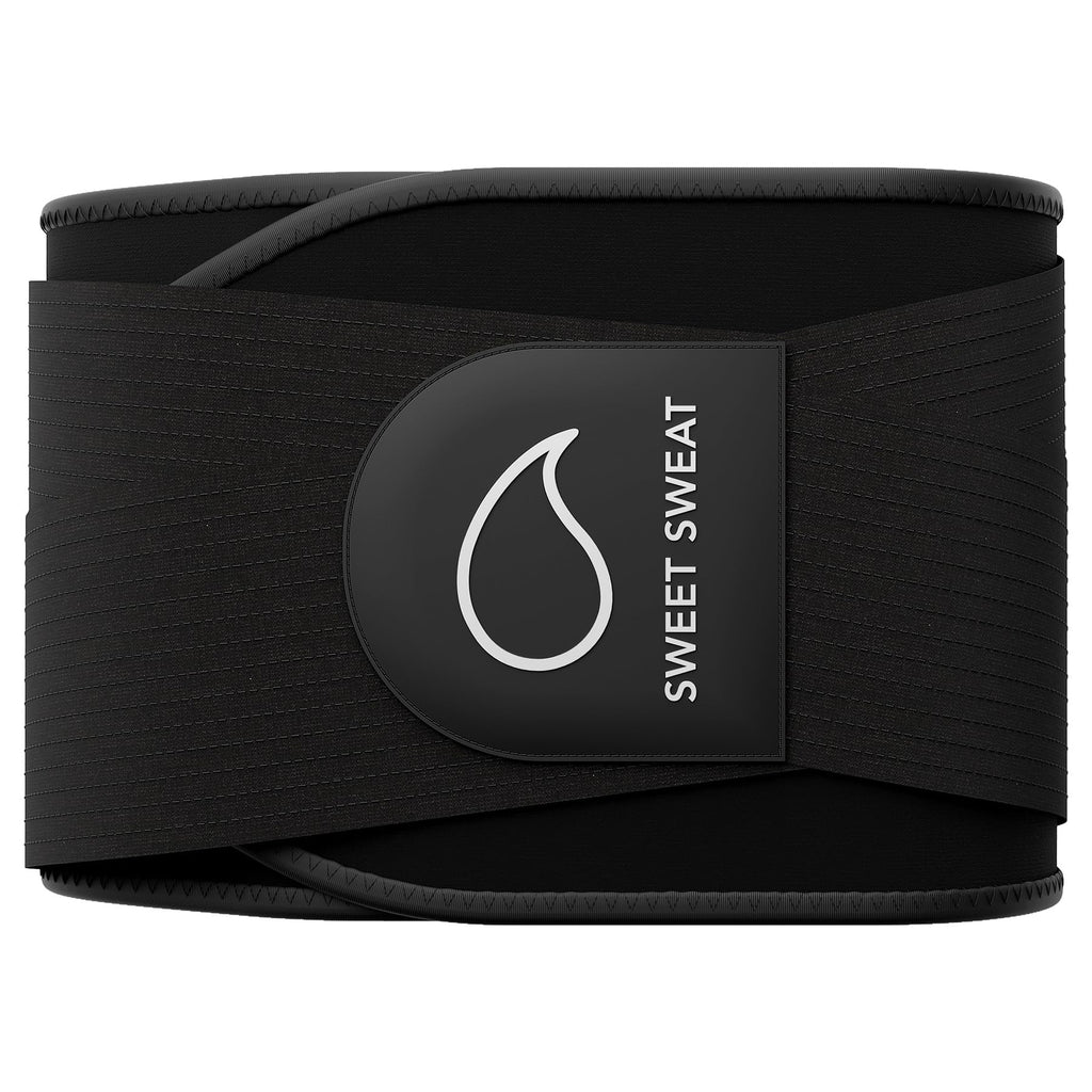 Sports Research Sweet Sweat Pro Series Waist Trimmer - Premium Sweat Enahancing Fitness Belt w/Adjustable Straps for Back Support & Tighter Cinch - Black, (Medium/Large) - Maple Wellness Supplements