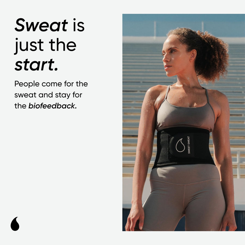 Sports Research Sweet Sweat Pro Series Waist Trimmer - Premium Sweat Enahancing Fitness Belt w/Adjustable Straps for Back Support & Tighter Cinch - Black, (Medium/Large) - Maple Wellness Supplements