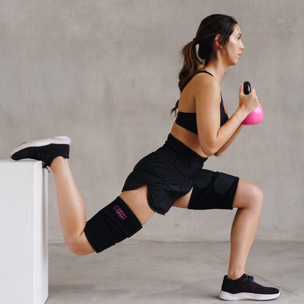 Sports Research Sweet Sweat Thigh Trimmers for Men & Women Increases Sweat & Activity to the Thighs during Exercise (Pink Logo, Medium) - Maple Wellness Supplements
