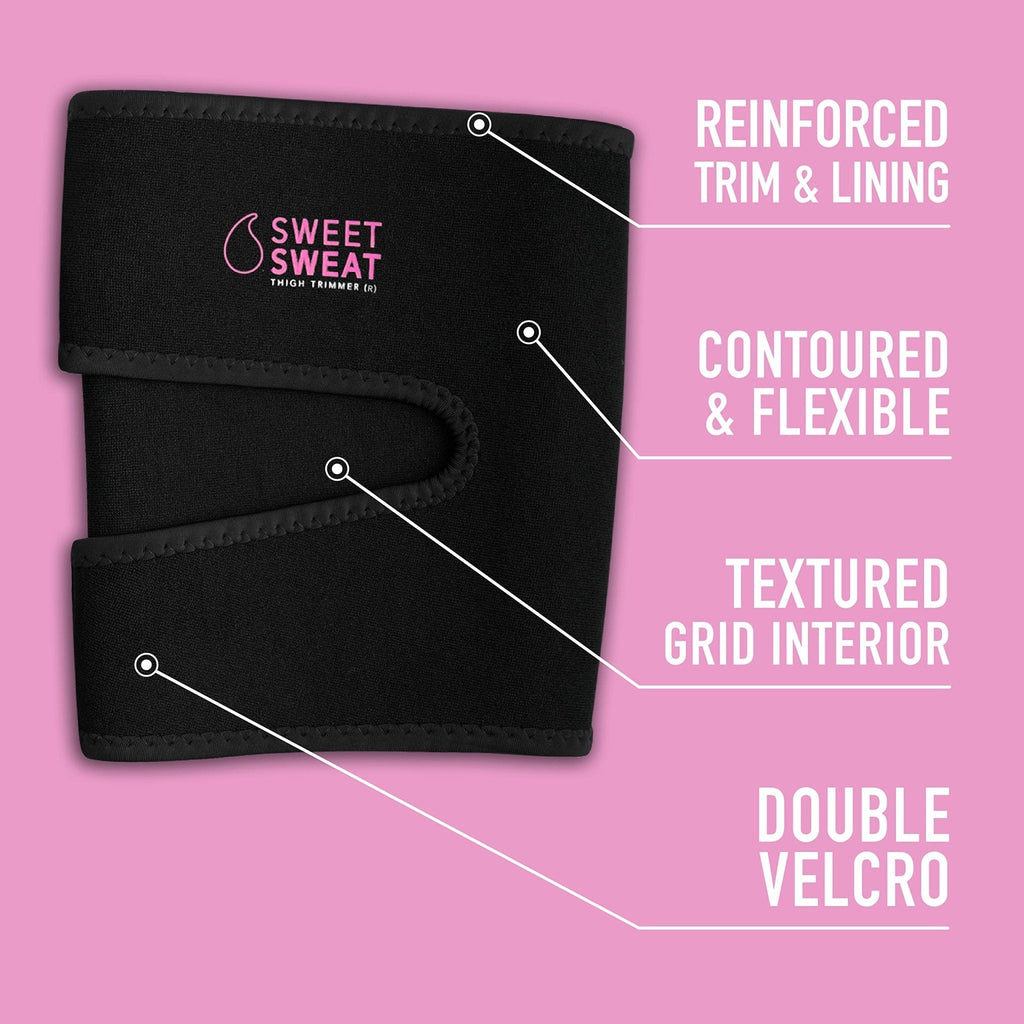Sports Research Sweet Sweat Thigh Trimmers for Men & Women Increases Sweat & Activity to the Thighs during Exercise (Pink Logo, Medium) - Maple Wellness Supplements