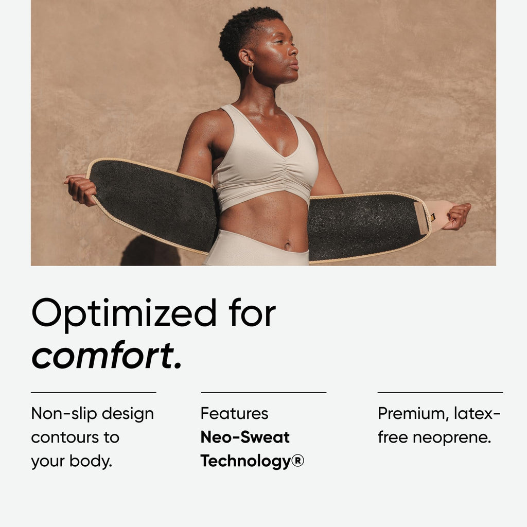 Sports Research Sweet Sweat Toned Waist Trimmer for Women and Men | Premium Waist Trainer Belt to 'Tone' your Stomach Area (Quartz, Small) - Maple Wellness Supplements