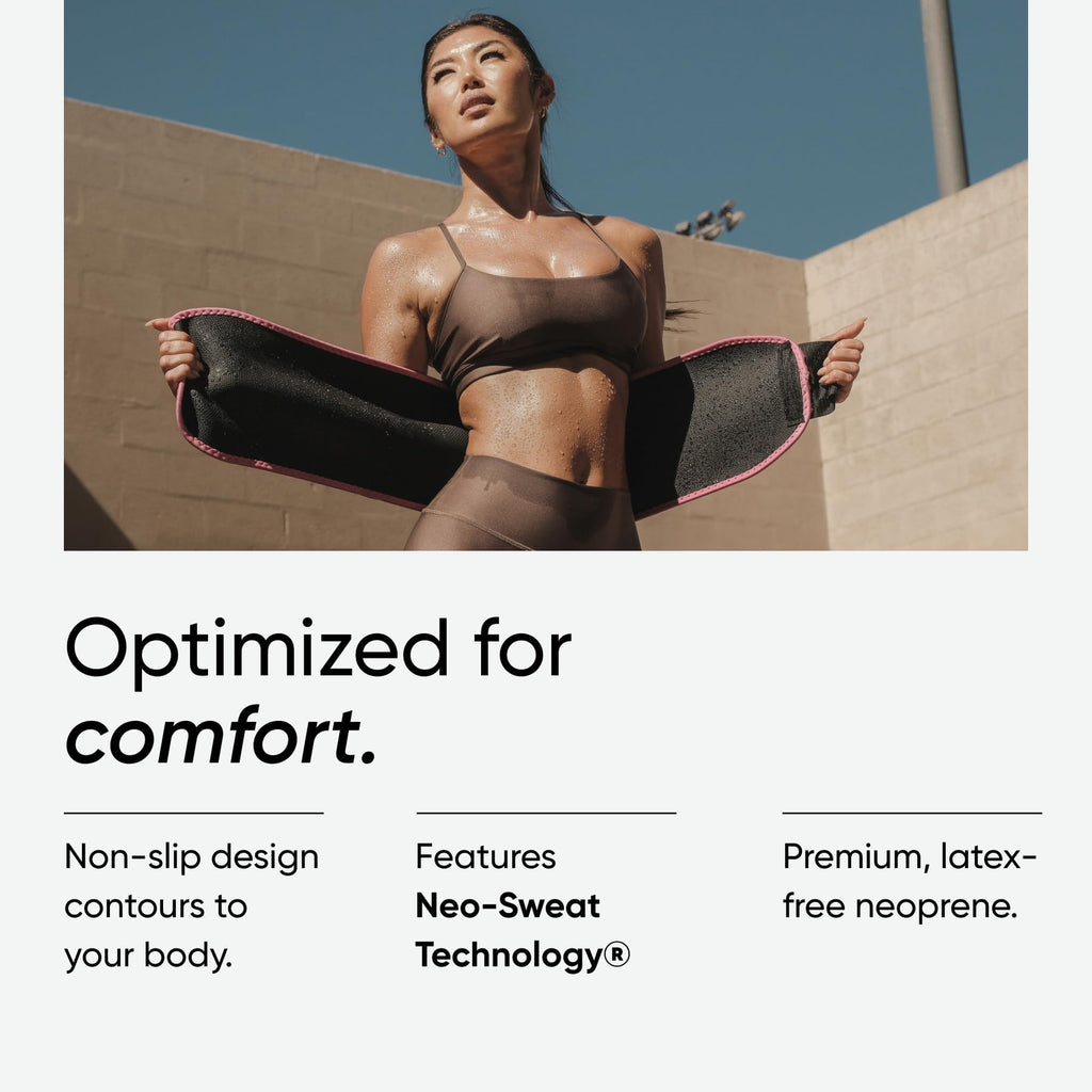 Sports Research Sweet Sweat Waist Trimmer (Core Series) - Premium Sweat Enhancing Fitness Band for Women & Men - Adjustable Fit · Latex-Free Neoprene - Pink Logo, Medium - Maple Wellness Supplements