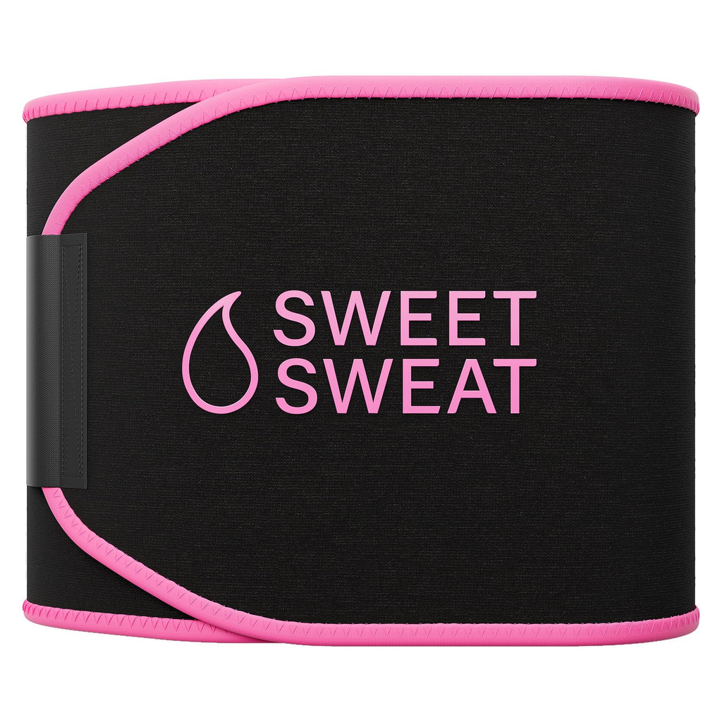 Sports Research Sweet Sweat Waist Trimmer (Core Series) - Premium Sweat Enhancing Fitness Band for Women & Men - Adjustable Fit · Latex-Free Neoprene - Pink Logo, Medium - Maple Wellness Supplements