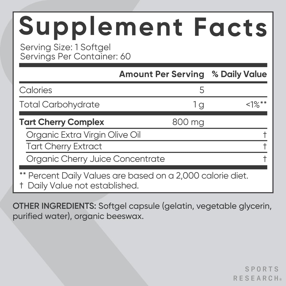 Sports Research Tart Cherry Capsules - Made from Montmorency Tart Cherries - Non-GMO & Gluten Free - 60 Liquid Softgels - Maple Wellness Supplements
