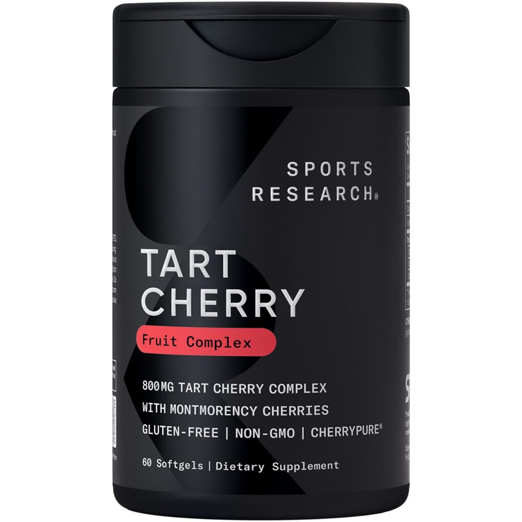 Sports Research Tart Cherry Capsules - Made from Montmorency Tart Cherries - Non-GMO & Gluten Free - 60 Liquid Softgels - Maple Wellness Supplements