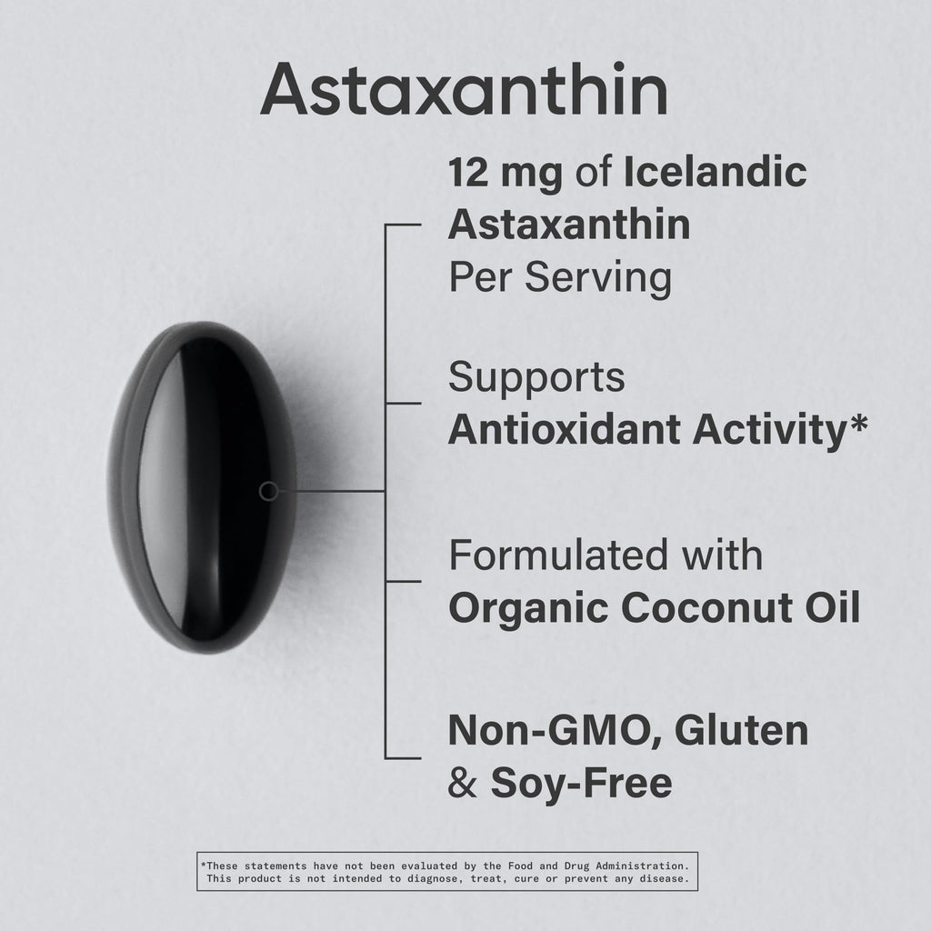 Sports Research® Triple Strength Astaxanthin 12mg w/Organic Coconut Oil - Antioxidant Supplement for Skin & Eye Health Support* - Soy Free · Non-GMO · Gluten Free - 60 Softgels - Maple Wellness Supplements