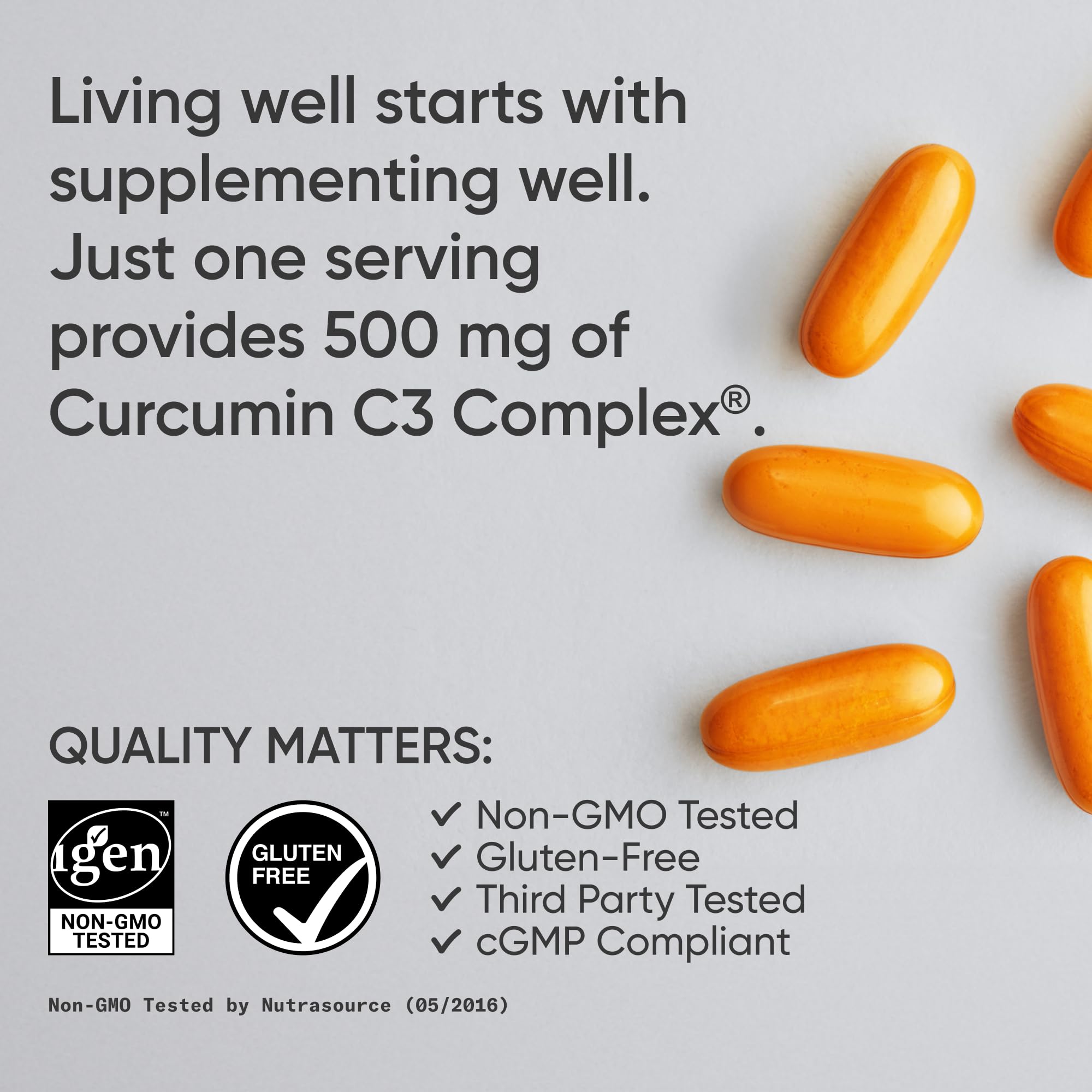 Sports Research® Turmeric Curcumin C3 Complex® w/BioPerine Black Pepper Extract & Organic Coconut Oil - Standardized 95% Curcuminoids · Non-GMO · Gluten Free - 120 Count Softgels - Maple Wellness Supplements