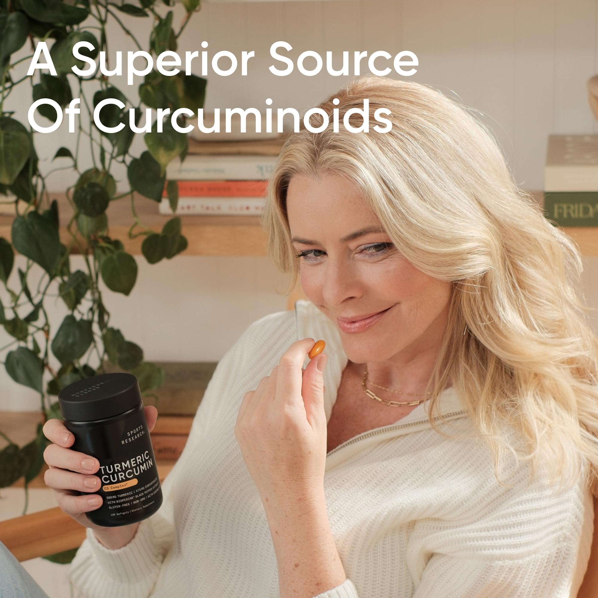 Sports Research® Turmeric Curcumin C3 Complex® w/BioPerine Black Pepper Extract & Organic Coconut Oil - Standardized 95% Curcuminoids · Non-GMO · Gluten Free - 120 Count Softgels - Maple Wellness Supplements