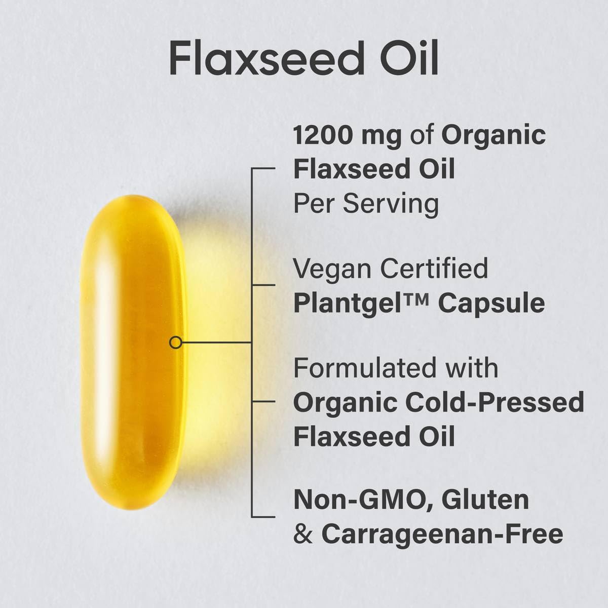 Sports Research® Vegan Flaxseed Oil (1200mg) Herbal Supplement with Plant-Based ALA Omega 3 - Vegan Certified & Non-GMO Verified - Gluten, Soy & Carrageenan Free (180 Veggie Softgels) - Maple Wellness Supplements