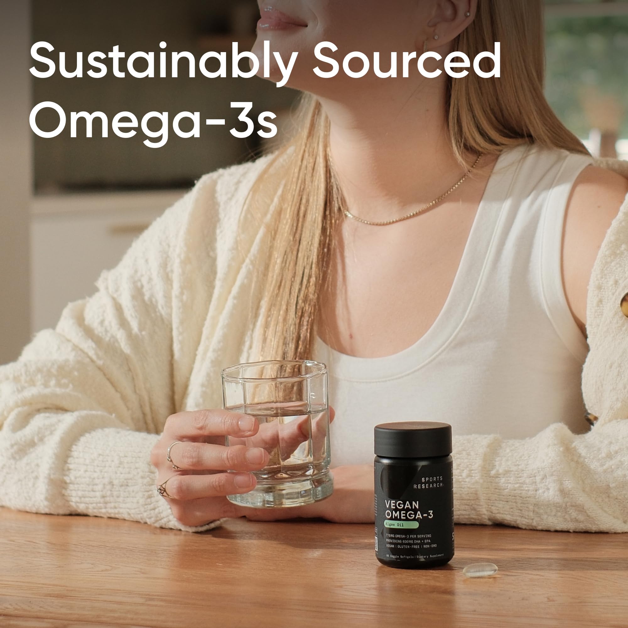 Sports Research Vegan Omega-3 Fish Oil Alternative from Algae Oil - Highest Levels of Vegan DHA & EPA Fatty Acids | Non-GMO Tested & Vegan Certified - 60 Veggie Softgels (Carrageenan Free) - Maple Wellness Supplements