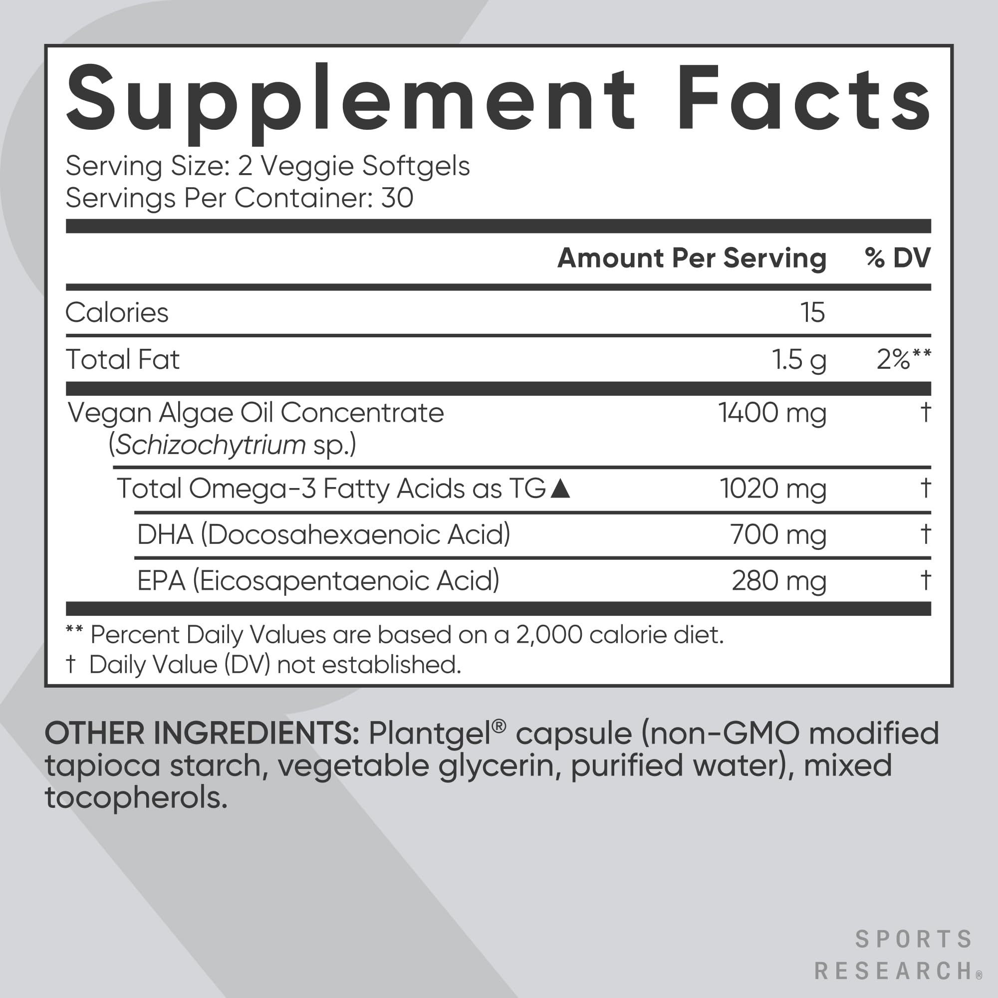 Sports Research Vegan Omega-3 Fish Oil Alternative from Algae Oil - Highest Levels of Vegan DHA & EPA Fatty Acids | Non-GMO Tested & Vegan Certified - 60 Veggie Softgels (Carrageenan Free) - Maple Wellness Supplements