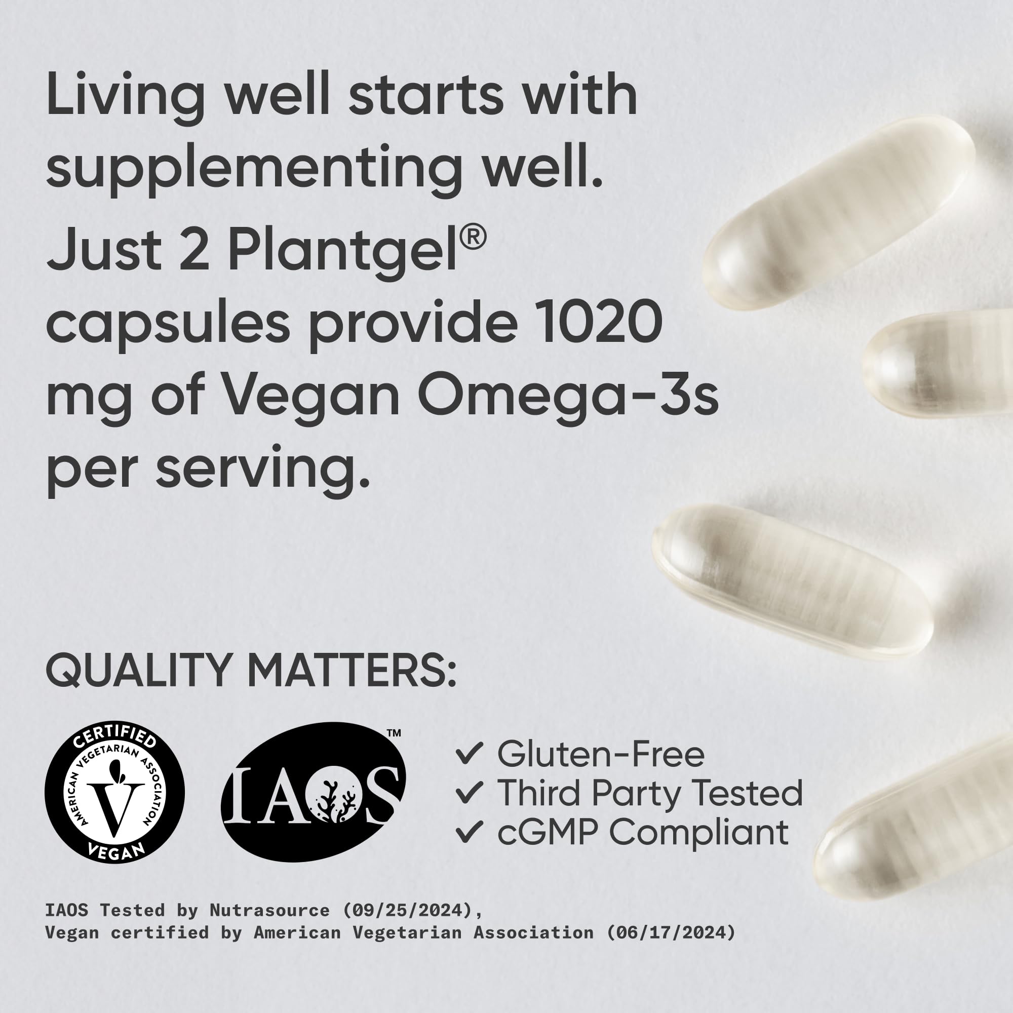 Sports Research Vegan Omega-3 Fish Oil Alternative from Algae Oil - Highest Levels of Vegan DHA & EPA Fatty Acids | Non-GMO Tested & Vegan Certified - 60 Veggie Softgels (Carrageenan Free) - Maple Wellness Supplements