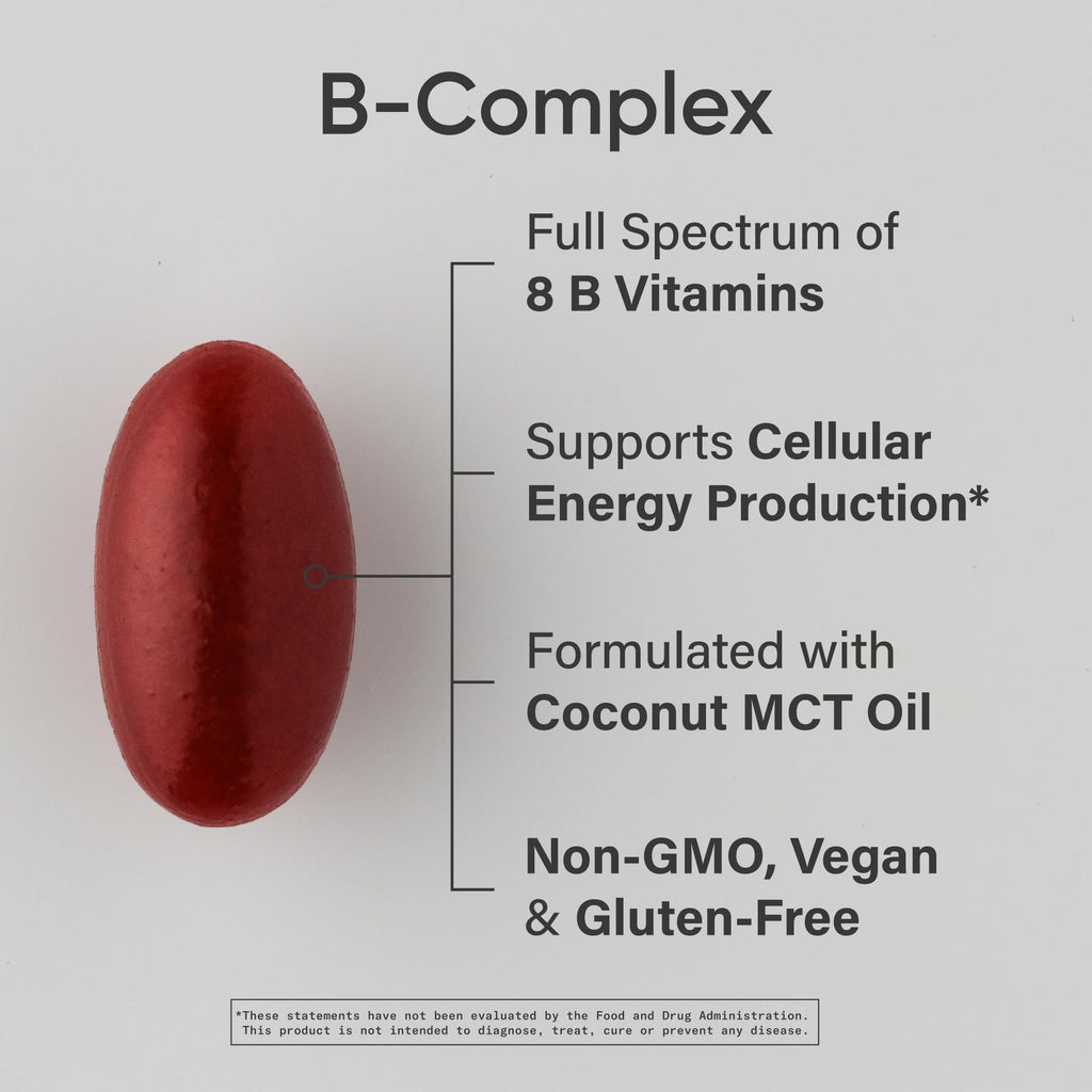 Sports Research® Vitamin B-Complex - Full Spectrum of B Vitamins with Methylated B12 & Folate - Gluten Free · Plant-Based · Non-GMO · Vegan-Friendly Formula - 120 Veggie Softgels - Maple Wellness Supplements