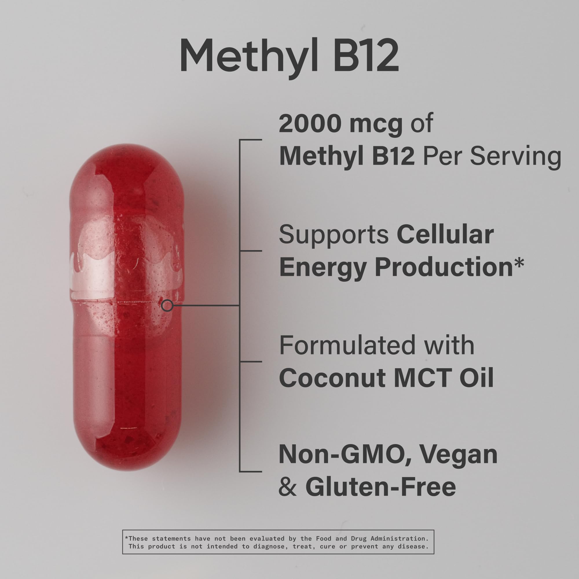 Sports Research® Vitamin B12 as Methylcobalamin 2000mcg - Plant Based B12 w/Coconut MCT Oil for Energy Metabolism Support - Vegan Certified · Non-GMO · Gluten Free - 120 Liquid Caps - Maple Wellness Supplements