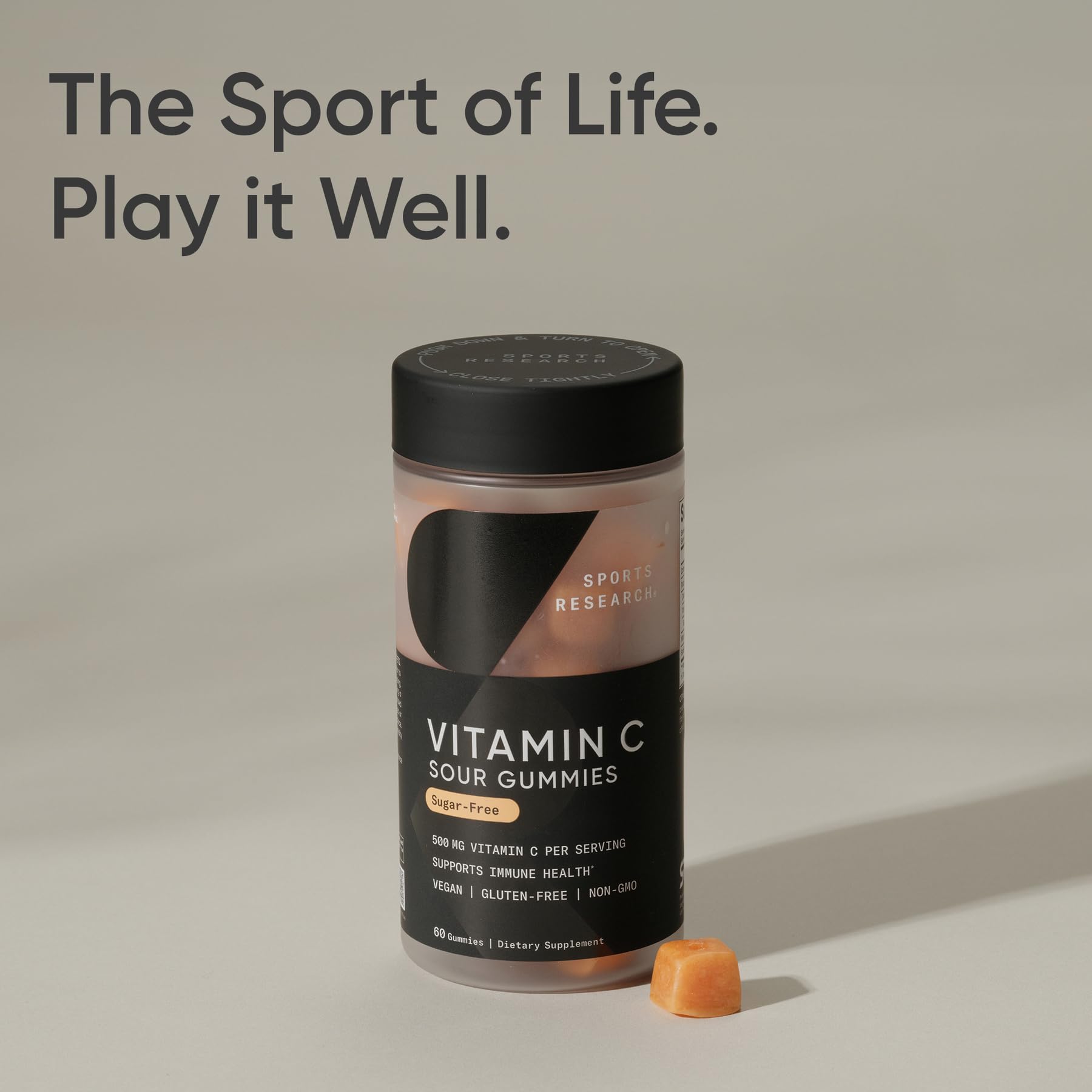 Sports Research­® Vitamin C Gummies | 500 mg Vitamin C | Sugar Free, Gelatin Free, Vegan Certified & Non-GMO Tested | Immune & Antioxidant Support 60 Gummies - Maple Wellness Supplements
